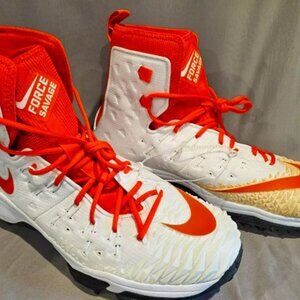 Mens Size 16 WIDE Nike Force Savage Rubber White Orange Football Cleats (NEW)